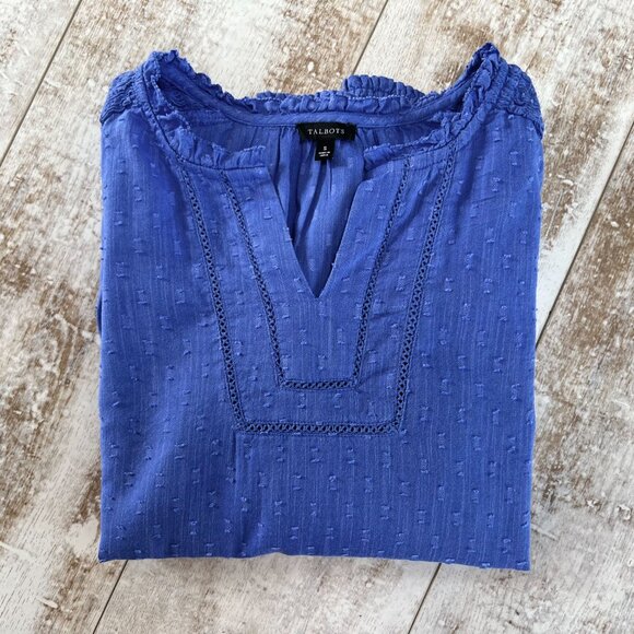 PRICE IS FIRM! Beautiful Talbots Blue V-Neck Top/Blouse - Picture 11 of 11